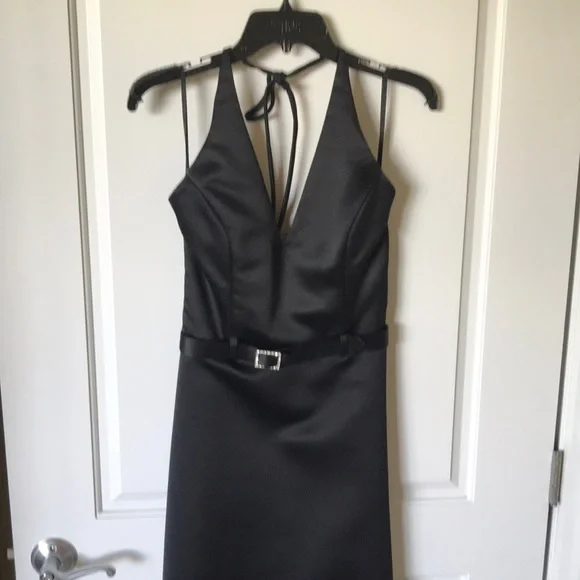 scott mcclintock black dress VINTAGE SCOTT MCCLINTOCK STRAPLESS SATIN LACE ILLUSION SEQUIN EVENING –  Vintage Clothing & Fashions main image 0